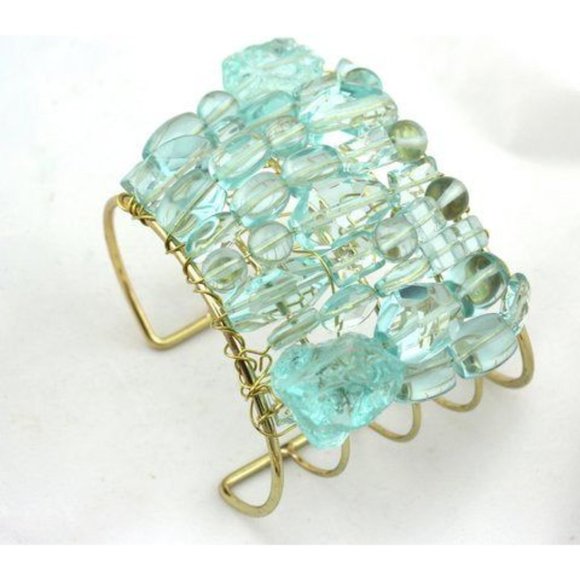 Sugar Gay Isber Swarovski Crystals Chunk Bold Cuff Handmade Contemporary Jewelry - Picture 4 of 6